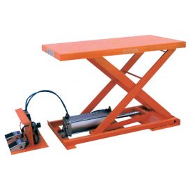 Air scissor lift cart includes an air actuator valve.